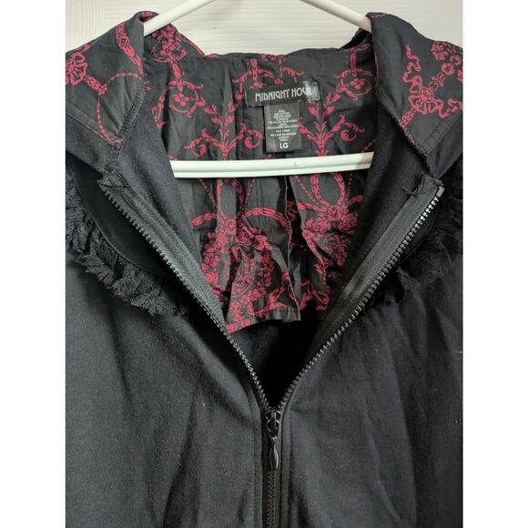Midnight Hour Corset Hoodie Size L Red Hood Vampire Goth Lace Black Whimsygoth - Picture 11 of 13